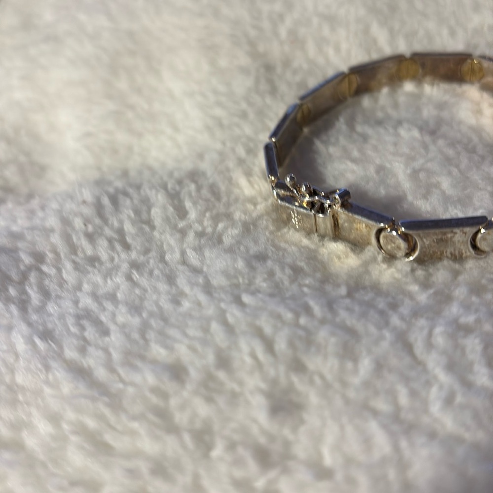 STERLING SILVER GOLD NAIL HEAD BRACELET MILOR ITALY 7 INCHES 13.3 GRAMS